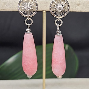 Gemstone Rhodochrosite Earrings, Teardrop  Earrings,  Natural Stone Earrings. Rhodochrosite in Silver Earrings,  Australian Handmade