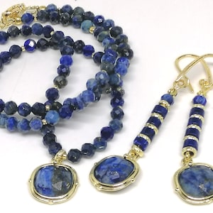 Natural Lapis Lazuli Necklace, Gemstone Necklace, Gemstone Jewelry, 18k Gold Necklace, Blue Gemstone Stacking Necklace, Gift for women