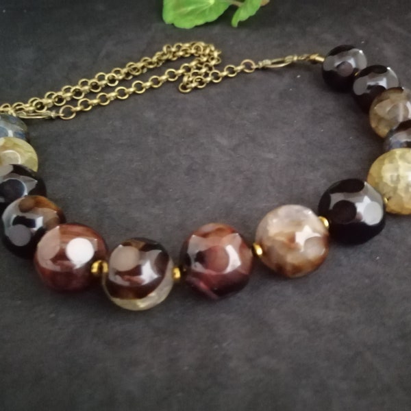 Collier en agate, collier de perles de pierres précieuses multicolores, collier tendance, collier chaîne de pierres précieuses, vendeur australien, cadeau pour elle