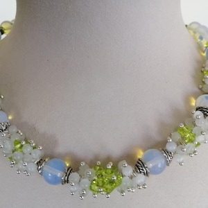 Moonstone Gemstone Necklace, Unique handmade Necklace, Beaded Necklace, Gemstone Necklace, Moonstone and Crystals Necklace, Artisan made