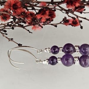 Amethyst Dangle Earrings, Dainty Silver Earrings, Amethyst Jewelry, Bohemian style Earrings, Boho Jewelry, Dangle Earrings, Gift for her