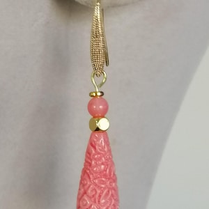 Beautiful Carved Coral Resin Earrings, Dangle Earrings, Drop Earrings, Australian seller, Gift for her