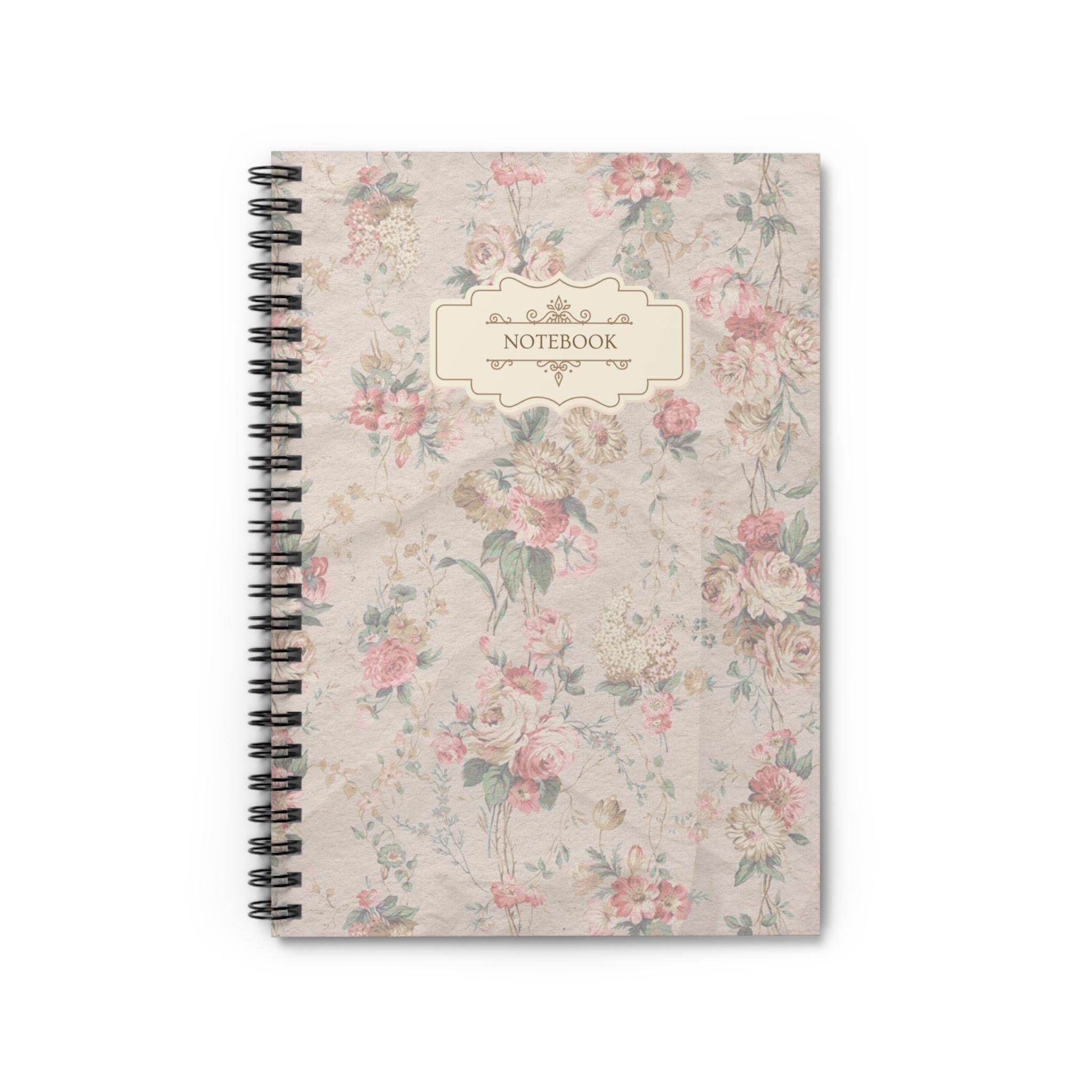 1968 Notebook Vintage Floral Spiral Notebook, Writing Journal, 6x8