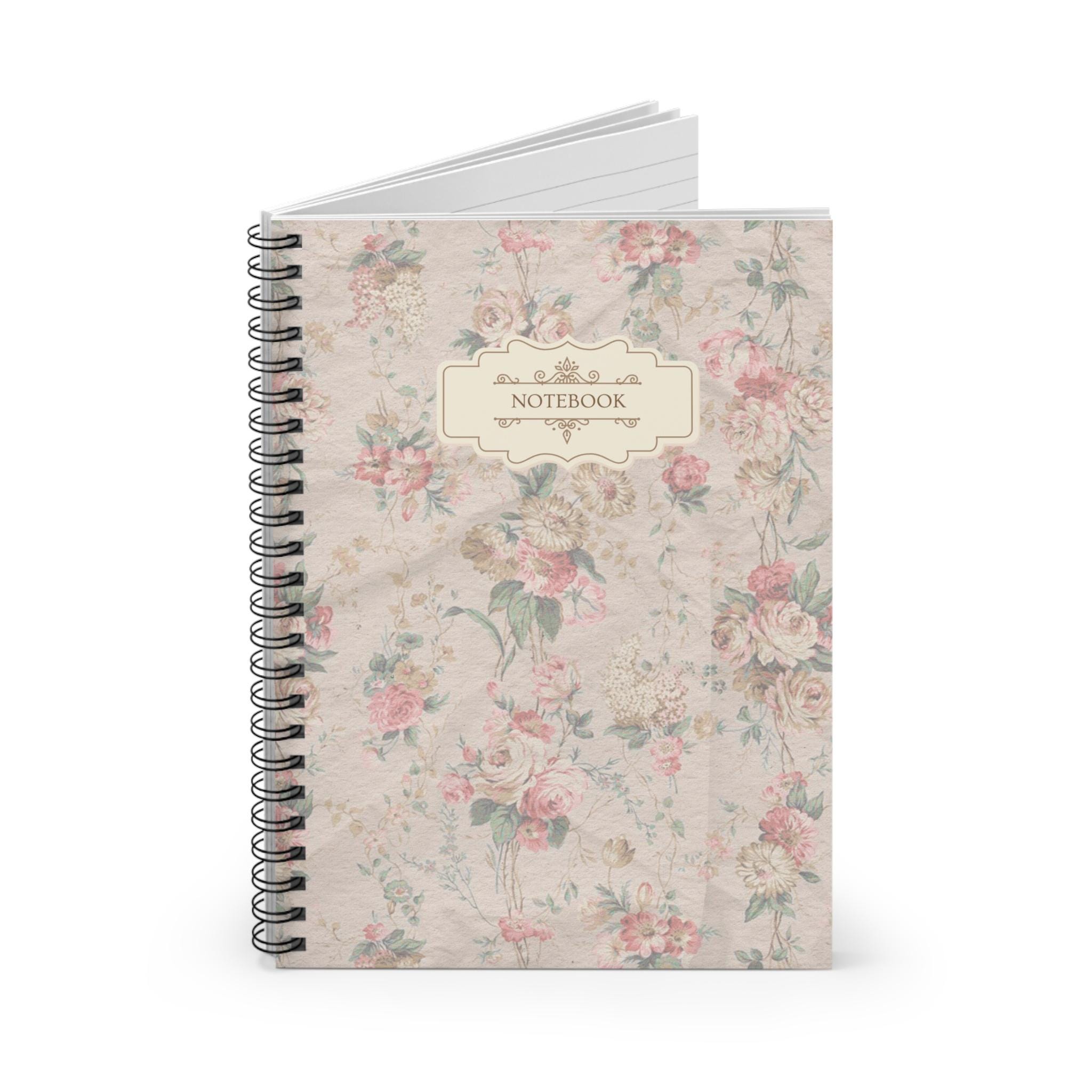 1968 Notebook Vintage Floral Spiral Notebook, Writing Journal, 6x8