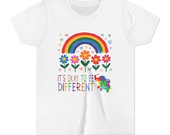 Rainbow Floral Youth Tee, Autism Awareness Shirt