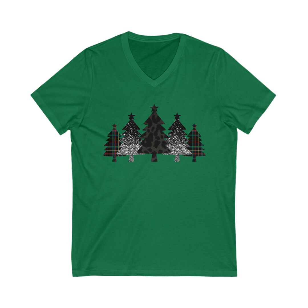 Unisex Christmas Tree Vneck Ttshirt, Pine Tree Aesthetic Shirt