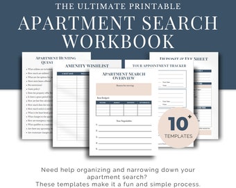 Apartment Hunting Checklist, Apartment Hunting Questions, Apartment Comparison Chart, Budget Tracker, Moving Planner