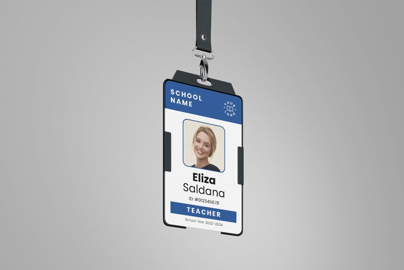 Teacher ID Card Template Microsoft Word Template Custom Etsy