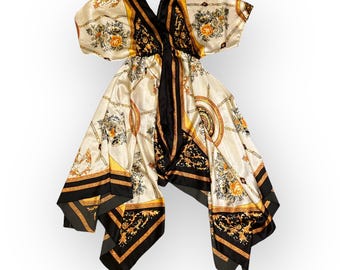 Vibrant Gold Print Scarf Dress