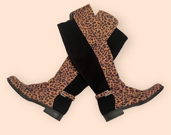 Stivali al ginocchio vintage Y2K di Liz Claiborne con stampa leopardata
