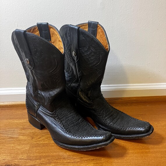 Hecho en Mexico Black Leather Cowboy Boots