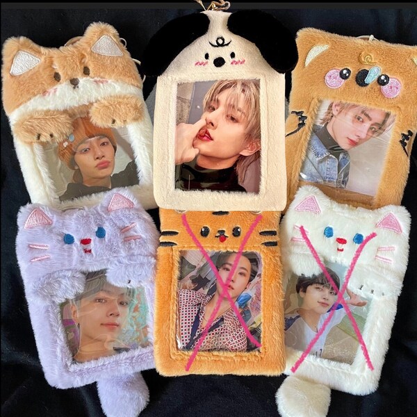 PLUSH Animal PHOTOCARD holders KPOP - Dog, Cat, Koala, Fox