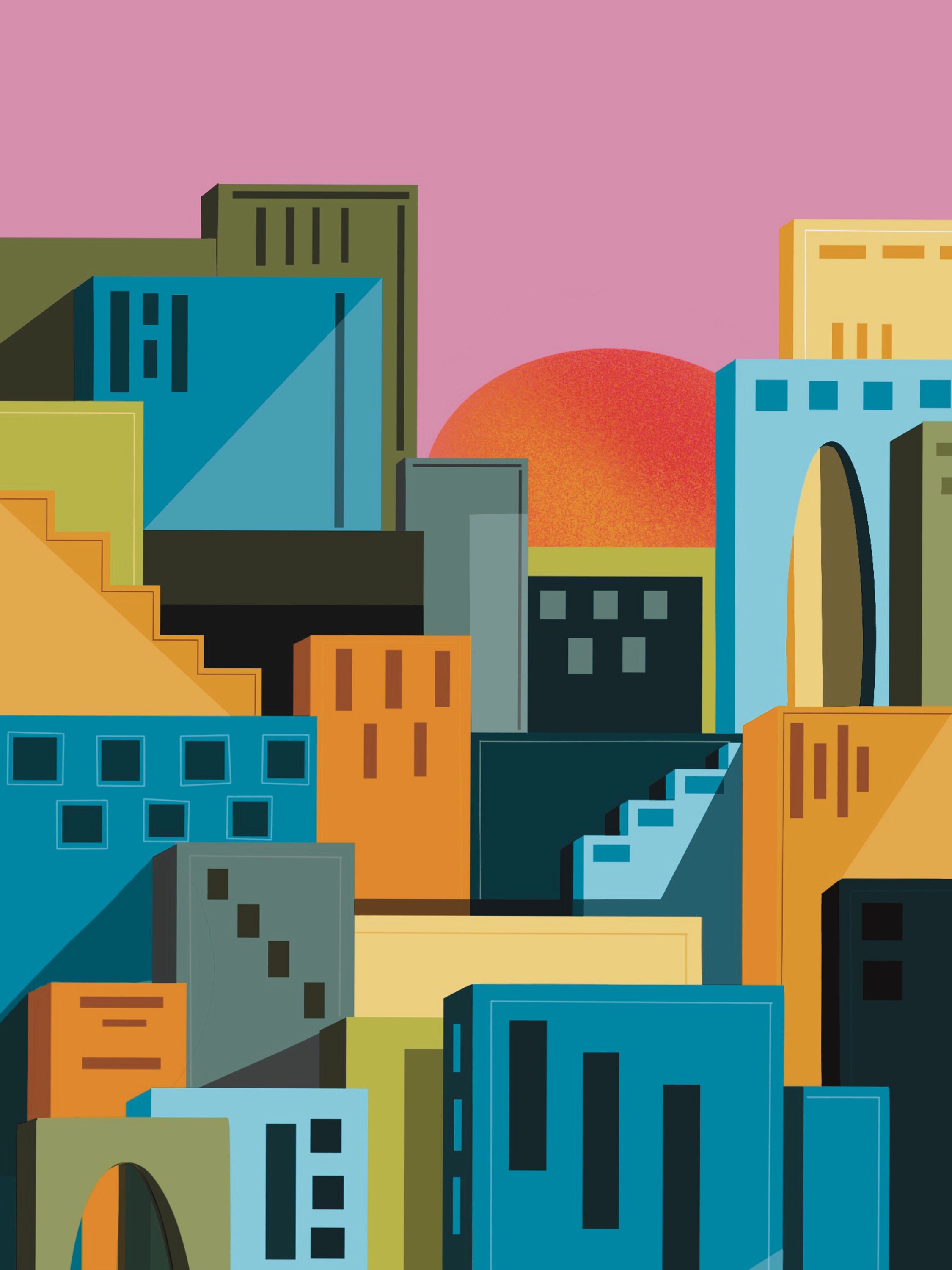 Digital Download Cityscape Wall Art, Art Print, Original Art, Pop Art