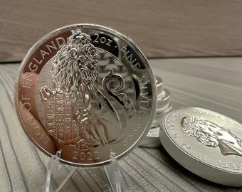 UK The Royal Mint Queen Elizabeth II Tudor Beasts 2022 Lion of England 2oz Silver Coin with capsule (2-3 weeks)