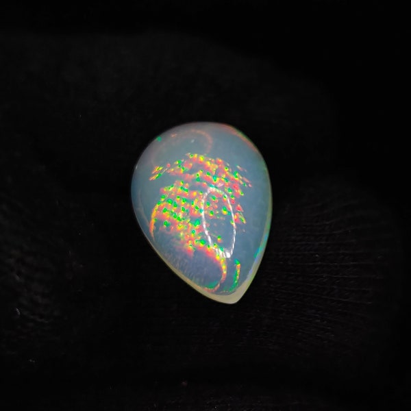 AA++ Top Quality Natural Ethiopian Opal Gemstone Pear Shape Multi Fire Opal Cabochon 21x15x8mm 10.25Ct For Making Jewelry
