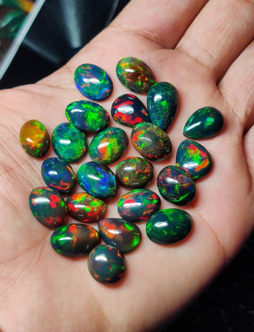 Buy AAA 100 Natural Top Quality Ethiopian Black Opal Gemstone Natural Multi Fire Opal Mix Shape Cabochon Black Opal Are Making Jewelry. Online in
