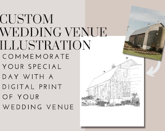 Custom Venue Illustration | Wedding Gift | Hand-drawn | Line Drawing ...