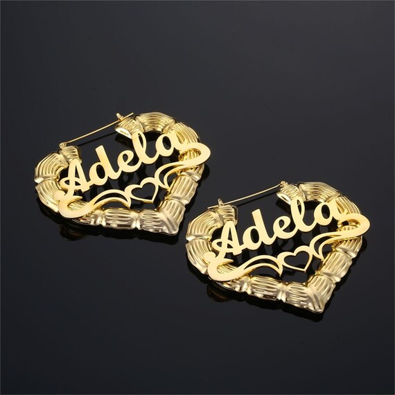 Heart Bamboo Earrings Custom Name Bamboo Earrings DIY Handmade
