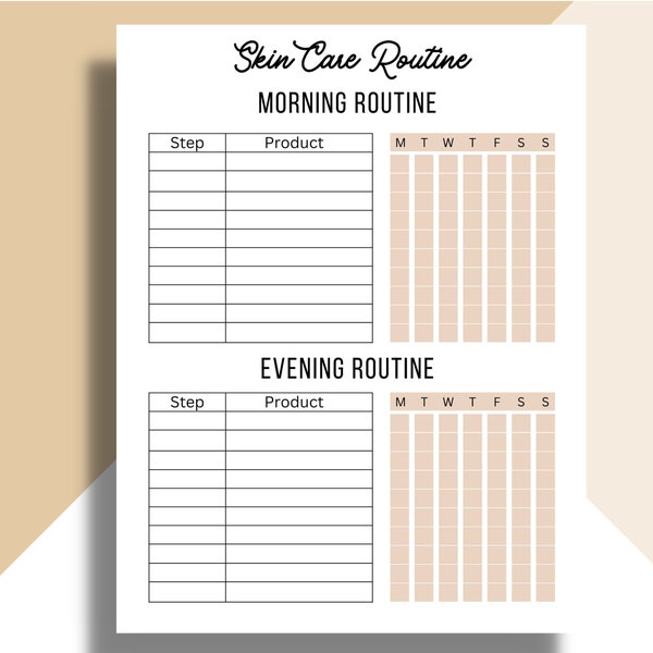 SKINCARE ROUTINE, Printable Skincare Template, Editable Skincare Organizer, Skincare Planner, Skincare Tracker, Beauty Journal