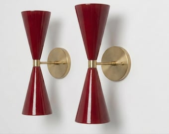 Applique da parete Stilnovo di metà secolo - Lampada Diabolo in ottone italiano, stile vintage anni '50