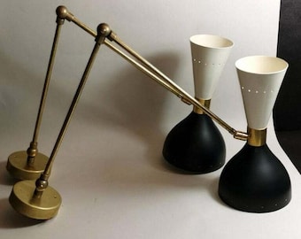 Diabolo Wall Sconce Italian Modern Stilnovo Style Set of Two Wall Light Lamps