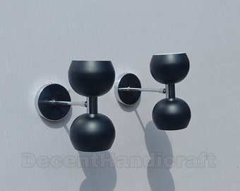 Black Double Wall Sconce, Modern Wall Light, Minimalist Mid Century Lamp