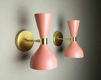 Messing diabolo-wandkandelaar: modern Italiaans licht uit het midden van de eeuw