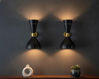 Diabolo Wall Sconce Pair: Modern Italian Brass Wall Lights