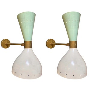 1950er Jahre Mid Century Messing Italienisch Diabolo Wandleuchte Light -Fixture 2 Paar