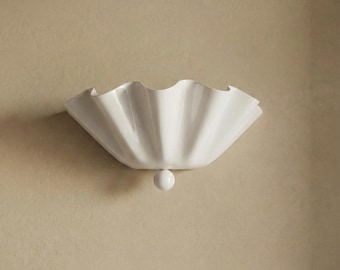 White Scallop Wall Sconce – Brass Art Deco Coastal Light