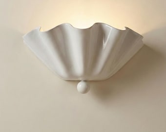 White Scallop Wall Sconce – Brass Art Deco Coastal Light