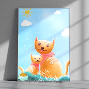 Claude Monet Cat Poster, Monet Waterlily Cat Print, Orange Cats Art, Floral Print, Funny Cat print, Funny Gift, Home decor Poster