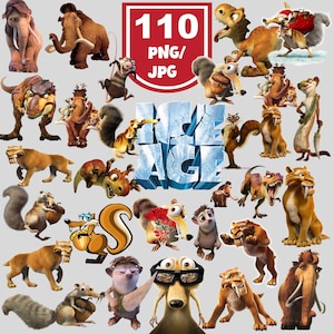 110 枚のアイス エイジ PNG バンドル、シド ザ ナマケモノ クリップアート、マニー PNG、アイス エイジ 2、ディエゴ、エリー PNG、クラッシュとエディ、ピーチ、おばあちゃんの高品質画像