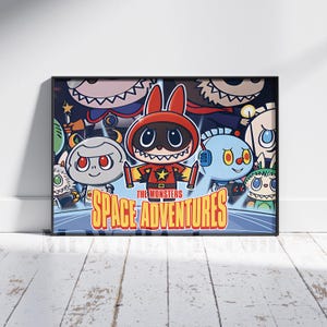 The Space Monsters Adventures Labubu Poster, Labubu The Monster Decor, Labubu Wall Art, Game Room, Home Decor, Digital Download Print