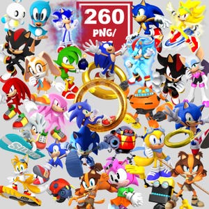 260 Sonic the Hedgehog PNG Bundle, 260 Unique Designs Downloads, Sonic, Doctor Eggman, Tails, Amy Rose, Metal Sonic PNG Instant Download