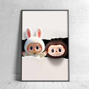 Zimomo Mokoko Labubu Poster, Labubu The Monster Decor, Labubu Wall Art, Modern Wall Decor, Home Decor, Digital Download Print