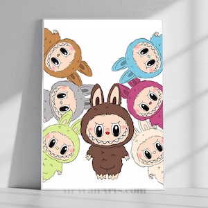 SiSi HeHe BaBa ZiZi QuWu und DaDa Poster, Labubu Das Monster Dekor, Labubu Wand Kunst, Moderne Wand Dekoration, Wohnkultur, Digital Download Druck