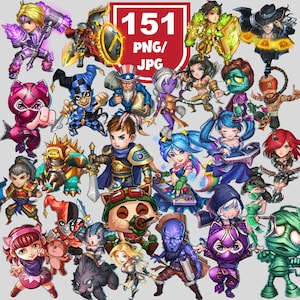 151 League of Legends PNG Bundle, 151 Unique Designs Downloads, Ambessa, Aurora, Aatrox, Jinx, Caitlyn, Viktor, Ahri, Jayce Instant Download