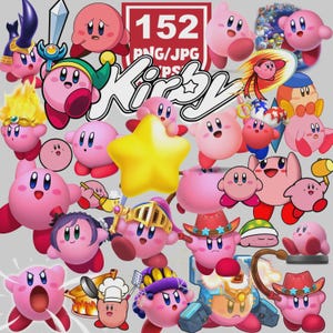 152 Kirby PNG Bundle, High Quality Graphics, Great for Birthday, Shirts, Mugs, Caps, Totes