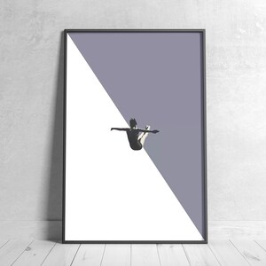 Grey White Color Block Diving Poster, Adventure Print, Swimming Lover, Scuba Diving Gift, Trendy Wall Poster, Digital Download Print