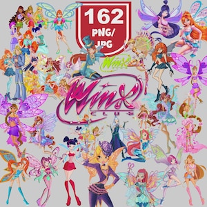 162 Winx Club PNG Bundle, High Quality Musa Aisha Tecna Flora Stella Bloom Graphics, Great for Disney Birthday, Shirts, Mugs, Caps, Tote