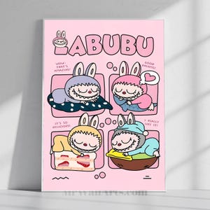 Labubu SiSi ZiZi QuWu and DaDa Poster, Labubu The Monster Decor, Labubu Wall Art, Modern Wall Decor, Home Decor, Digital Download Print