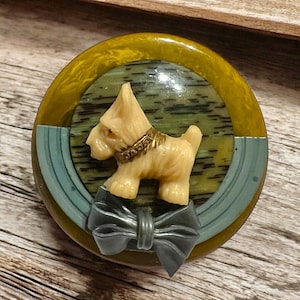 Scottie, Westie Dog Celluloid and Bakelite Brooch