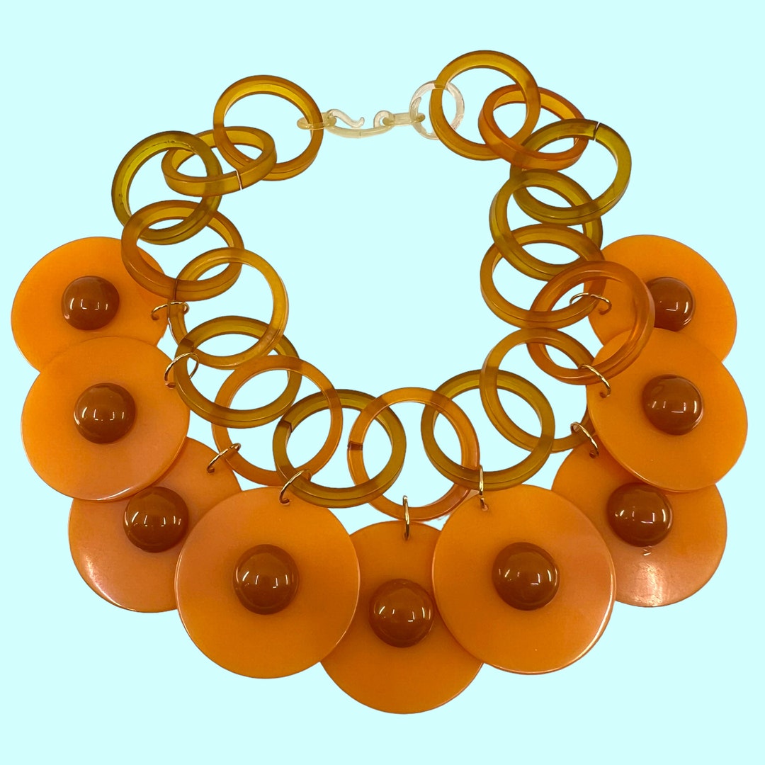 Butterscotch Bakelite Necklace, Vintage Discs With Raised Dots on ...