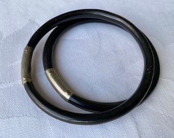 Vintage Pair of Black Coral Bangles