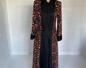 Zeldzame jaren 1930, handgeborduurd, bloemen, operajas over de volledige lengte