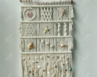 Handmade Shell Wall Hanging: Boho Coastal Wall Decor