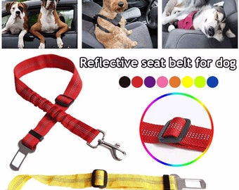 Car Seat Belt for Pets, Dog Safety Seat Belt Adjustable with Elastic & Safety Buckle for Pets Safety Travel Puppy Collar Leash Pet Supplies