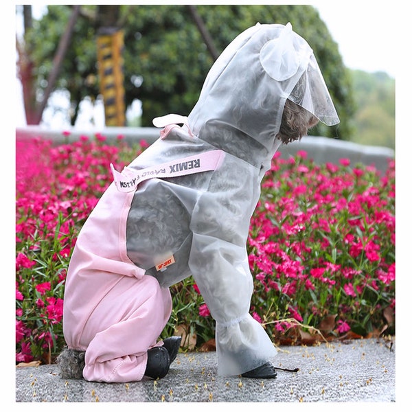 Dog Raincoat Jumpsuit Raincoat for Dogs Pet Cloak Small Dog Cats Chihuahua Teddy Waterproof Jacket (Color Blue, Size : Small)