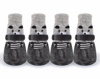 4pc/Set Dog Sock Anti-Slip Dog Booties with Strap Traction, Paw Protection for Indoor Hardwood Floor Outdoor, for Small to Large Dogs & Cats